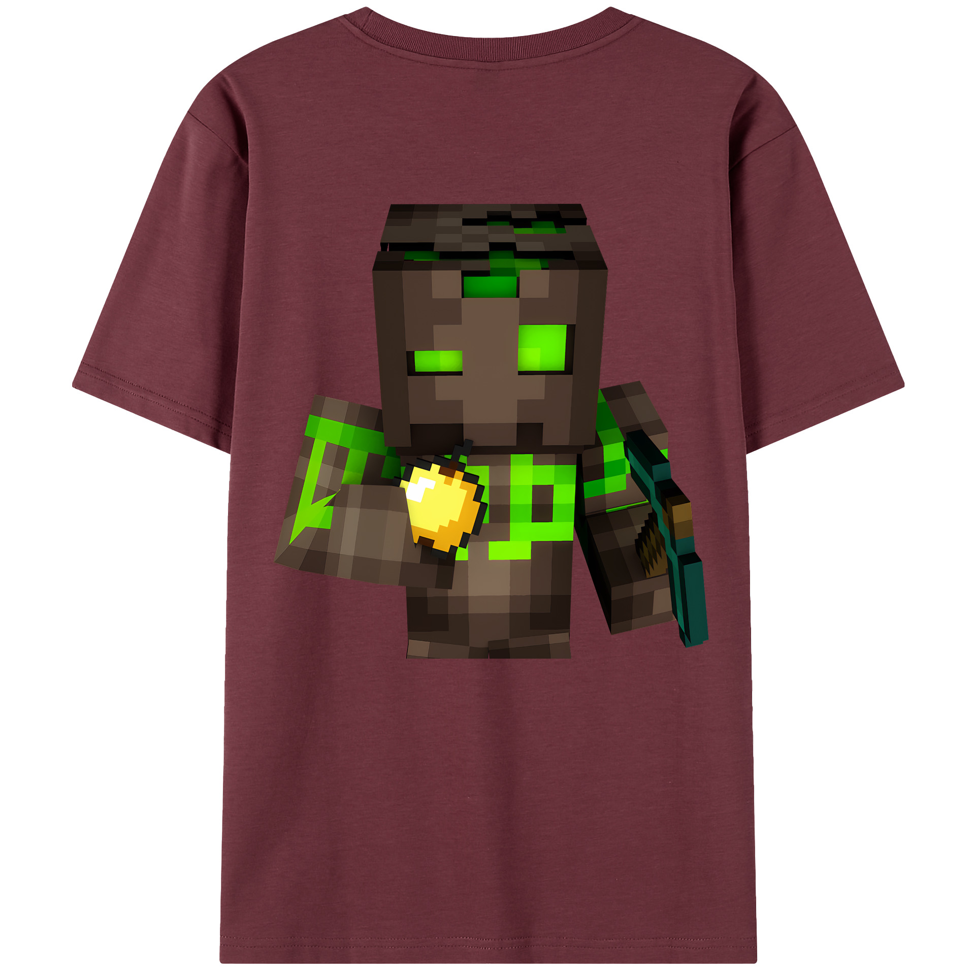 （画像用） マインクラフト ブロックの世界 Minecraft MC Block world 綿100％半袖Tシャツ（背面プリント）